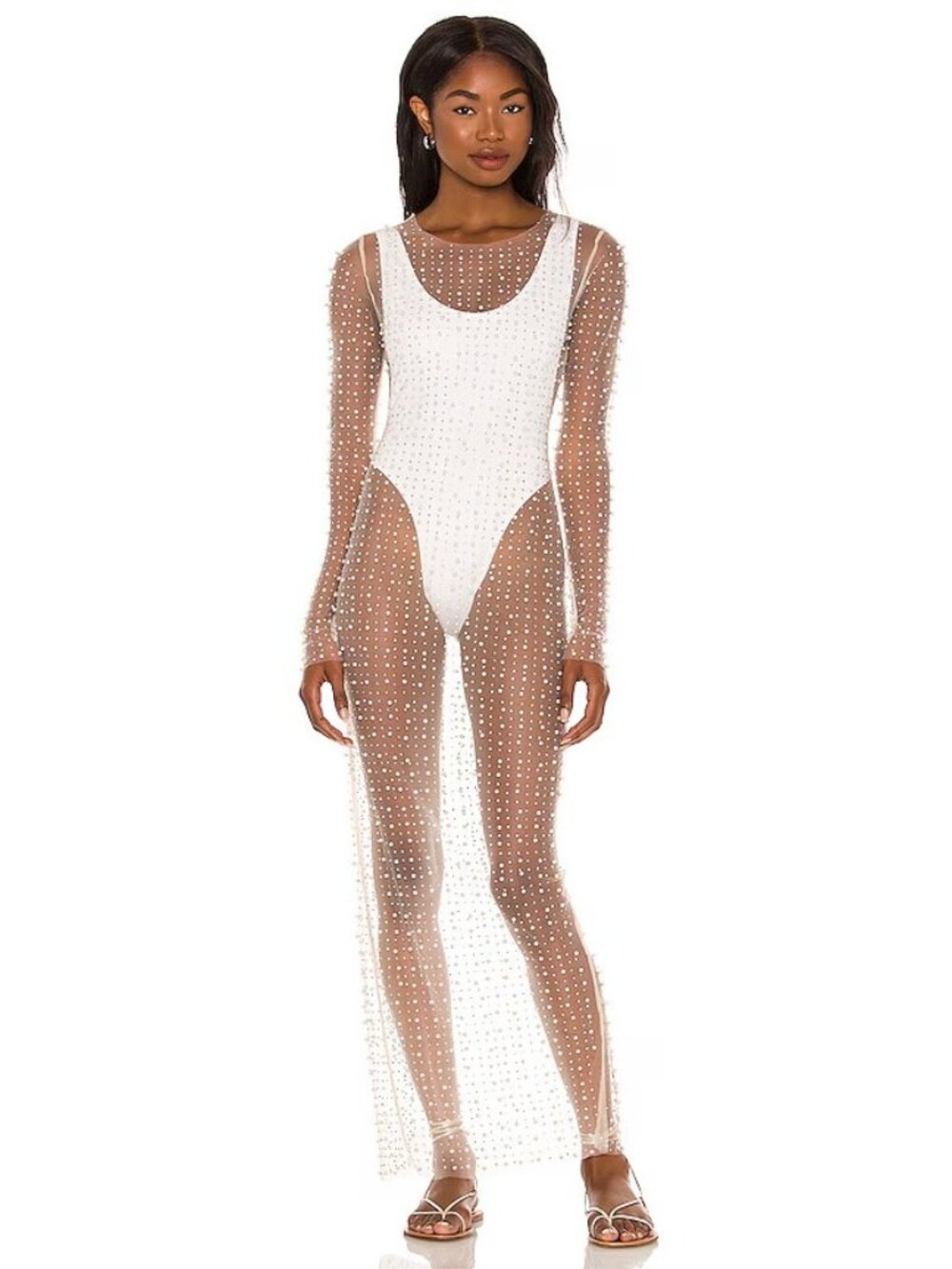 Beach Bunny Champagne Nights Mesh Dress in Nude